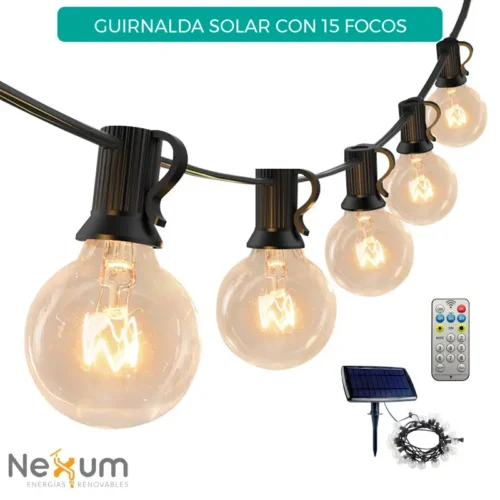 Guirnalda Solar de 9 Metros con 15 Focos