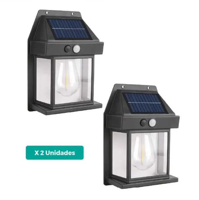 Aplique Solar de Pared 1 Foco x 2 Unidades