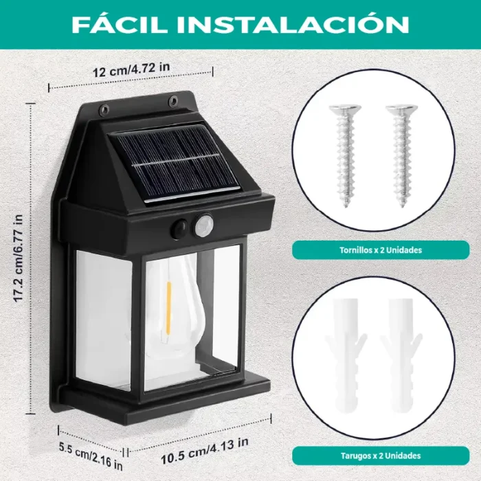 Aplique Solar de Pared 1 Foco x 2 Unidades - Imagen 8