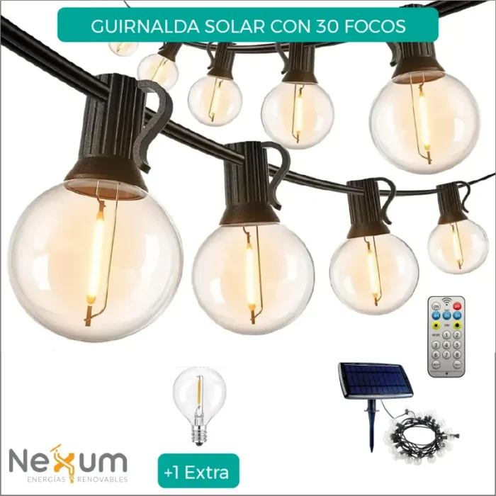Guirnalda Solar de 18 Metros con 30 Focos