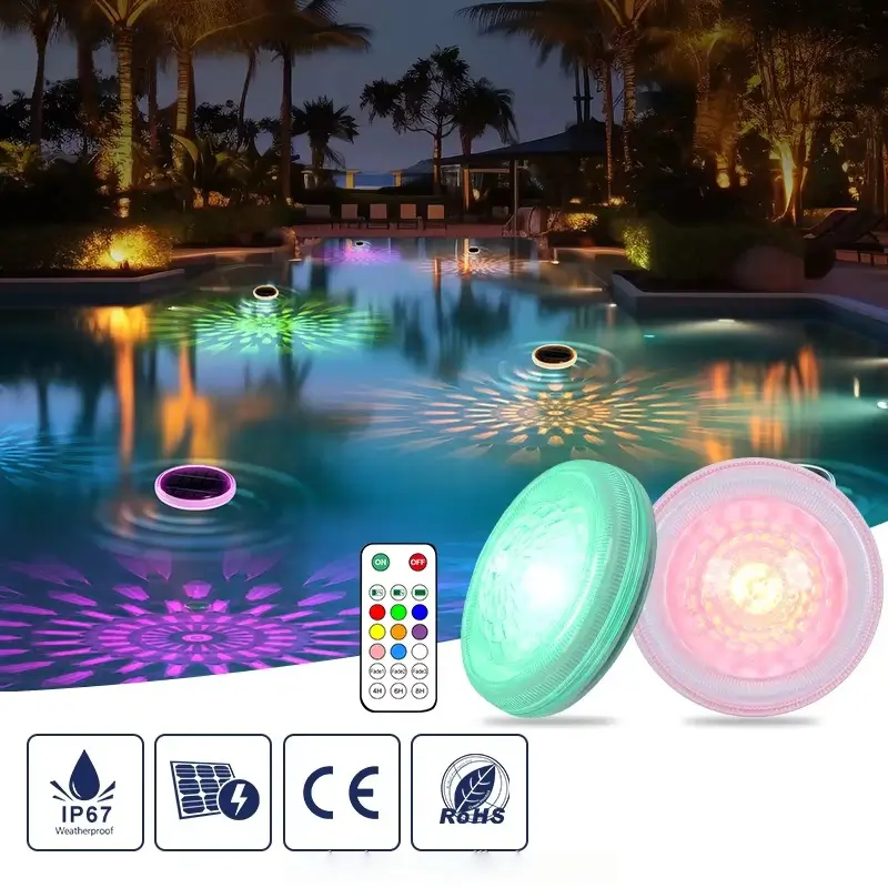 Lámpara Solar Flotante para Pileta - Luces RGB Multicolor con Control Remoto - Imagen 5