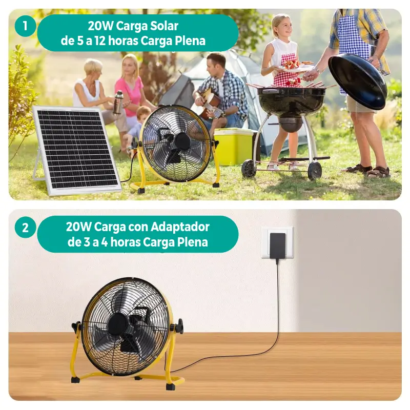 Ventilador Portátil Recargable Híbrido: Solar y 220V - Imagen 3