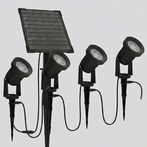 Kit 4 Estacas Solares LED con panel separado jardín