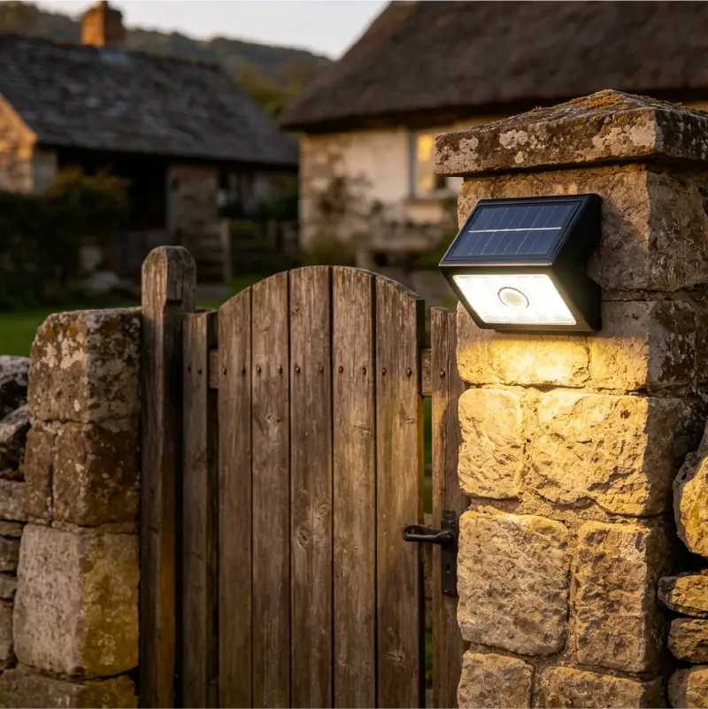 Aplique Solar de Pared con Sensor de Movimiento