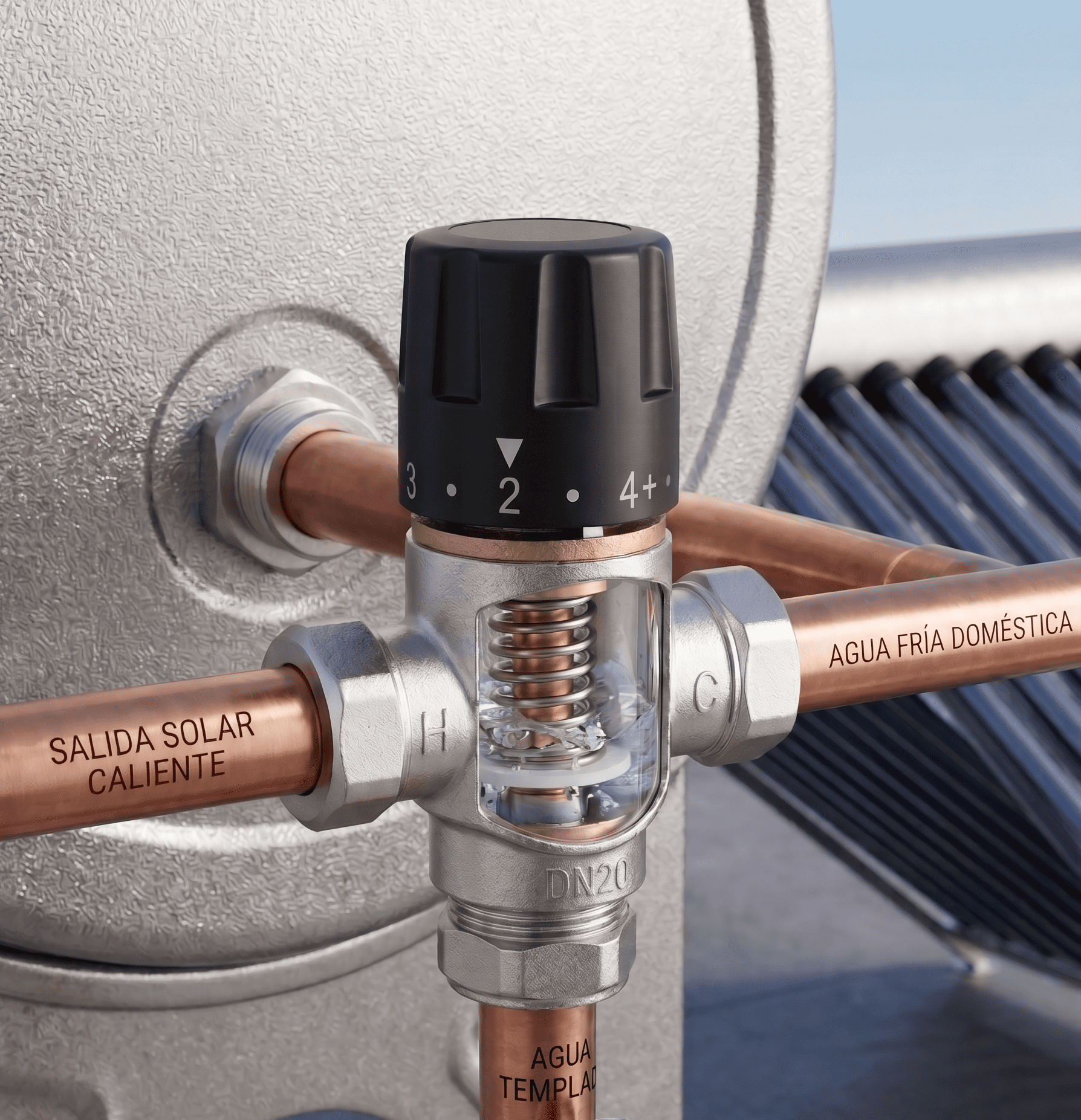 Válvula Mezcladora Termostática para Termotanque Solar 3/4" - Imagen 5